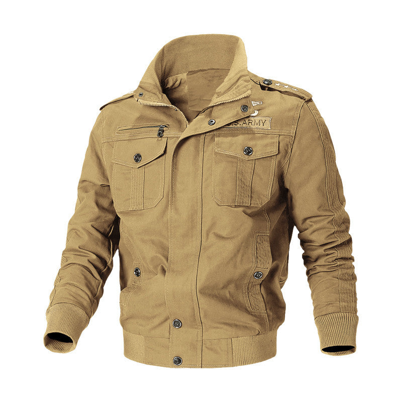 Men's Urban Canvas Pilot Jacket in Military Look with Chest Pockets, Epaulets and Ribbed Cuffs Mune Fashion
