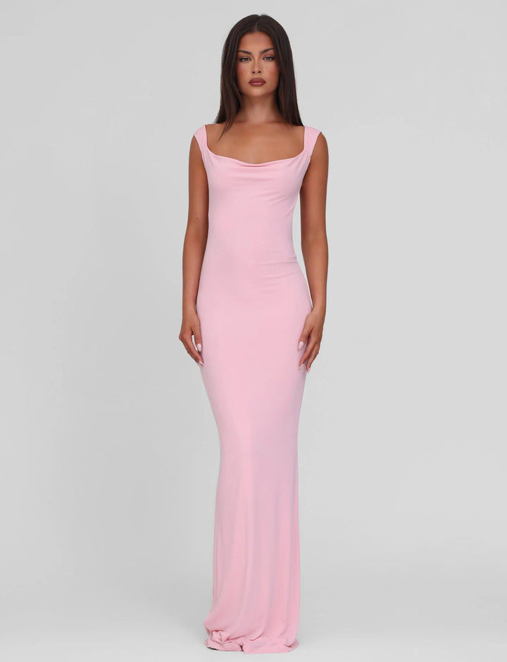 Women's body-hugging evening dress with square neckline and wide straps Mune Fashion