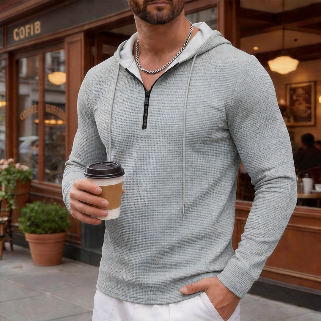 Men's textured half-zip hoodie in Slim Fit Mune Fashion