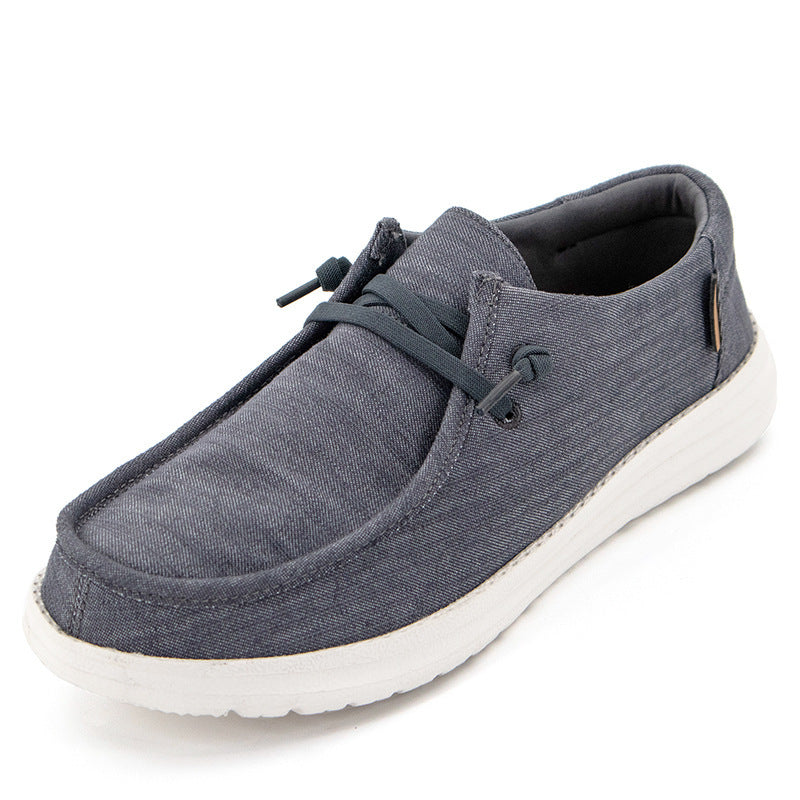 Men's Casual Canvas Moccasin Slipper with Braided Lacing and Spotted EVA Sole Mune Fashion