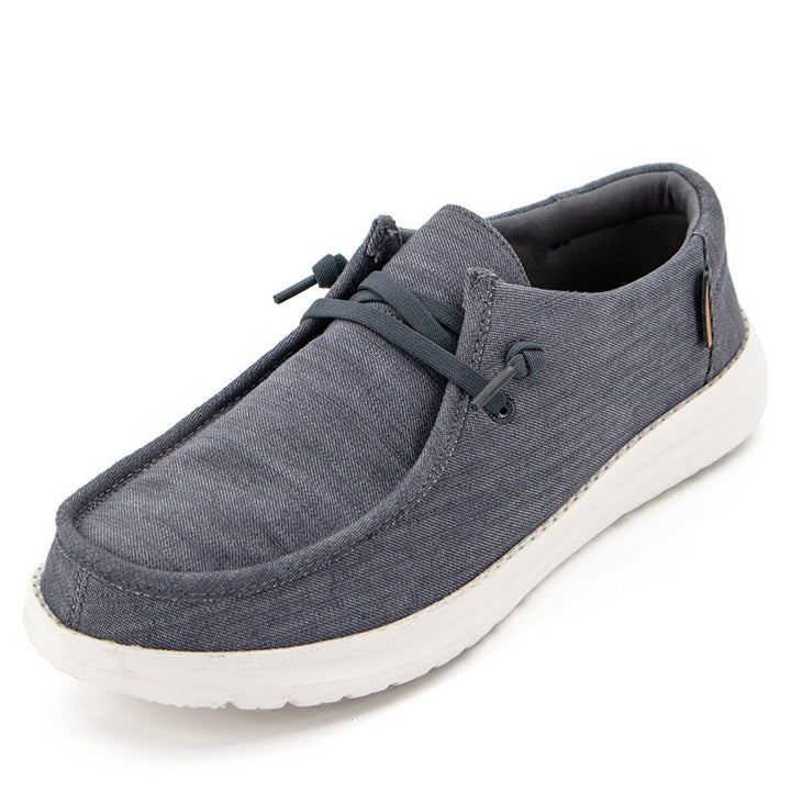 Men's Casual Canvas Moccasin Slipper with Braided Lacing and Spotted EVA Sole Mune Fashion
