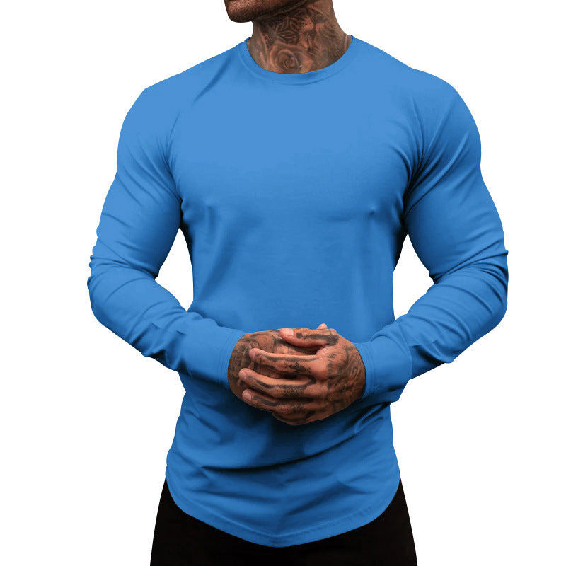 Men's Long-Sleeve Shirt Made Of Soft Stretchy Cotton Blend with Round Neckline Mune