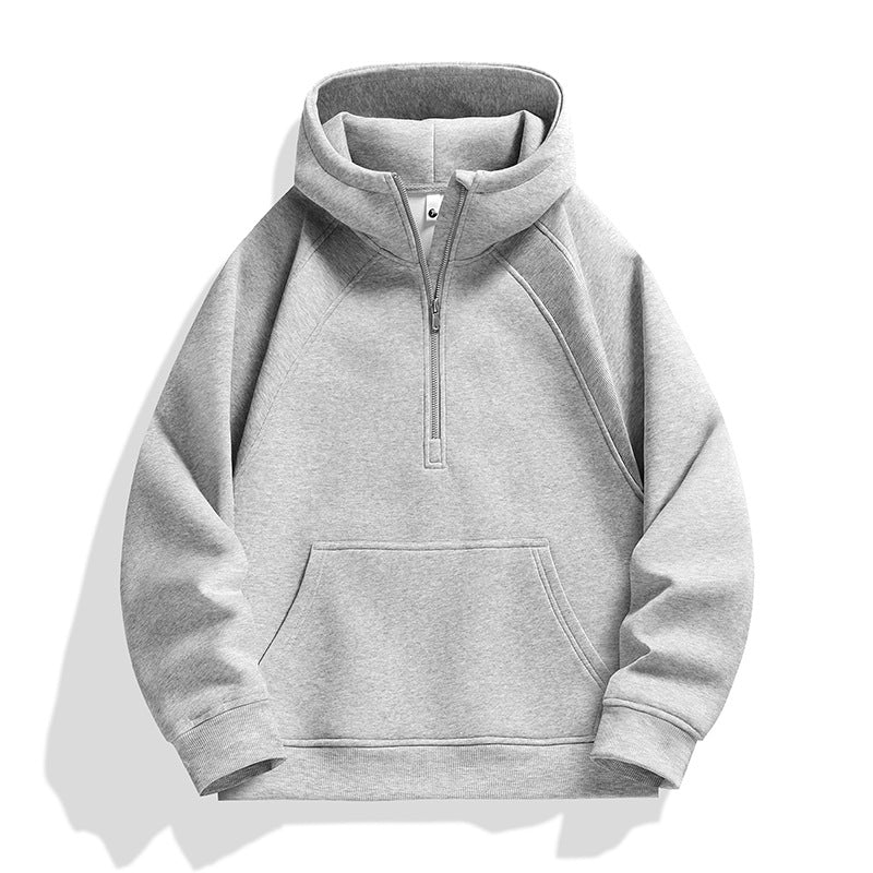 Unisex Half-zip Hoodie with High Collar, Kangaroo Pocket & Ribbed Cuffs Mune Fashion