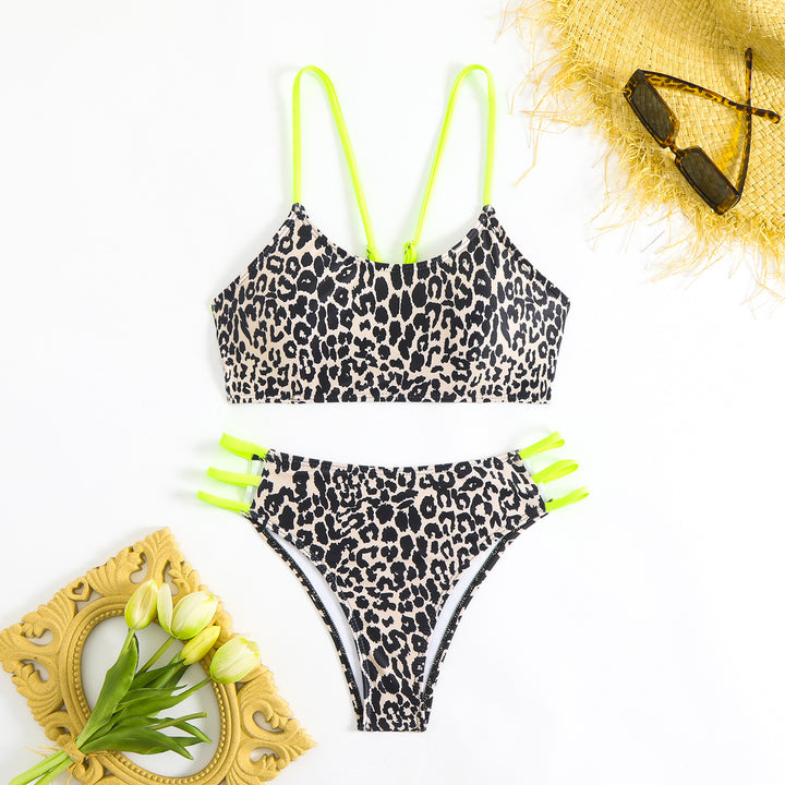 Women's bikini set with creative leopard pattern and adjustable straps Mune Fashion