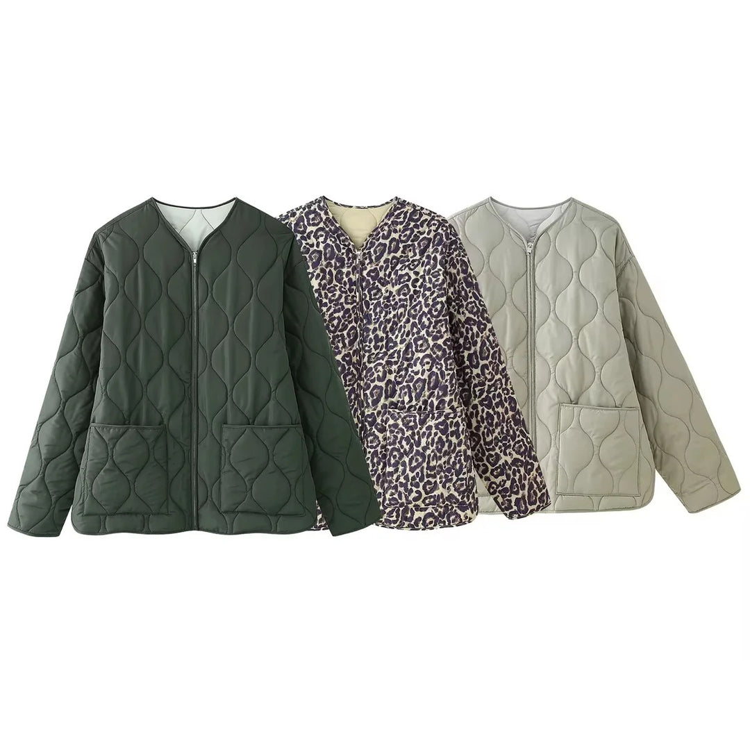 Ladies nan lightweight A-line quilted jacket with drop quilting, round neckline and patch front pockets Mune Fashion