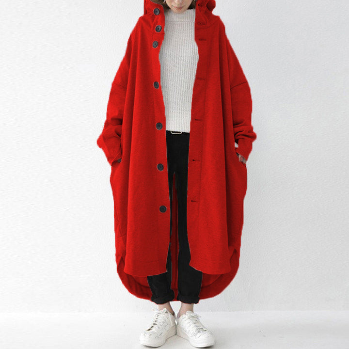 Women's oversized hooded cocoon coat with asymmetrical hem and large side pockets Mune Fashion