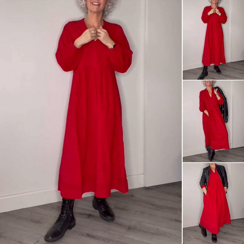 Women's ankle-length jersey dress with empire seam and balloon sleeves Mune Fashion