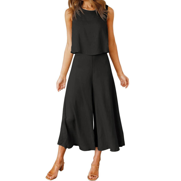 Women Airy Jumpsuit with Flowing Leg and Sleeveless Design Mune Fashion