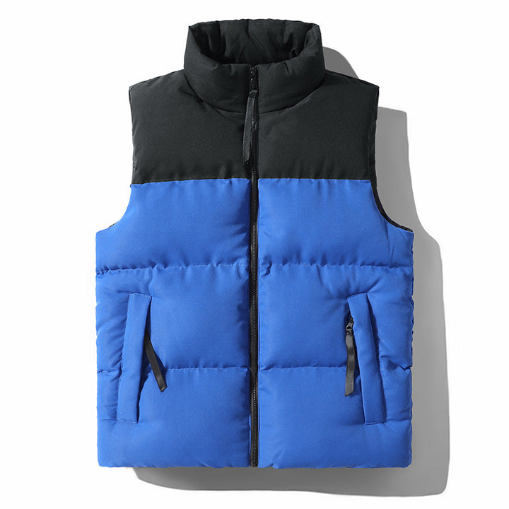 Men's Quilted Thermal Padded Vest with High Collar and Windproof Shoulder Yoke Mune Fashion