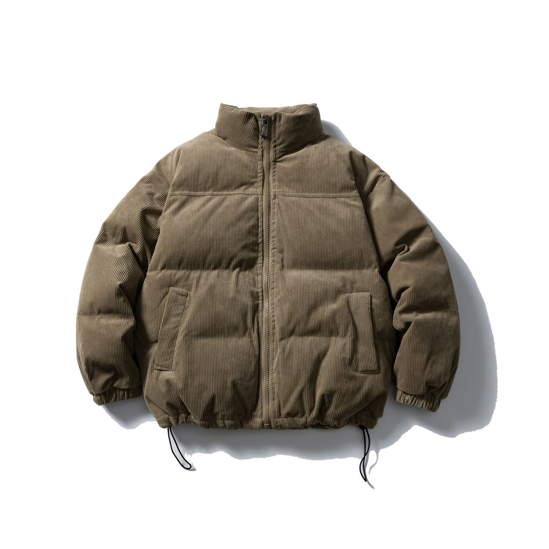 Unisex Padded Cord Blouson Jacket with Stand Collar, Elastic Cuffs, and Drawstring Mune Fashion