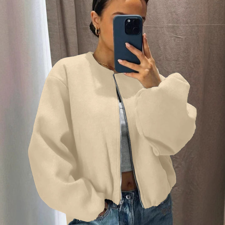 Women's Oversized Bomber Jacket with Zipper and Volume Sleeves Drune