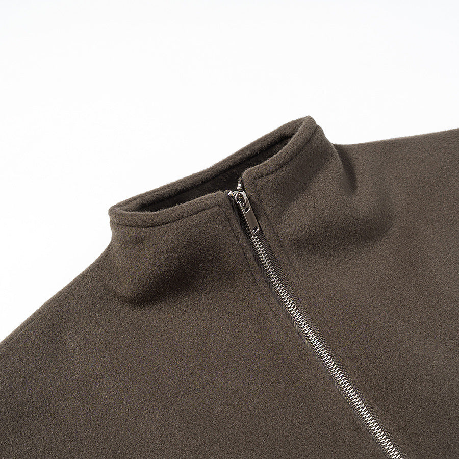 Women short cut fleece jacket with stand-up collar and full-length zipper Mune Fashion