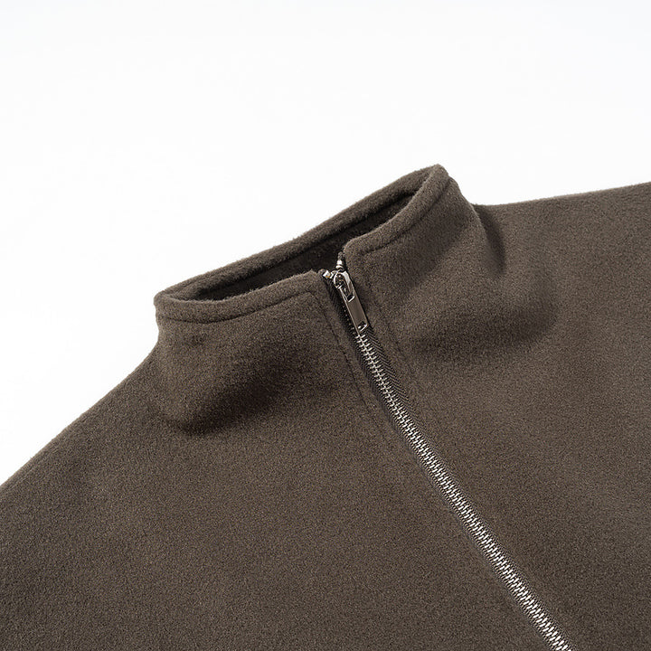 Women short cut fleece jacket with stand-up collar and full-length zipper Mune Fashion