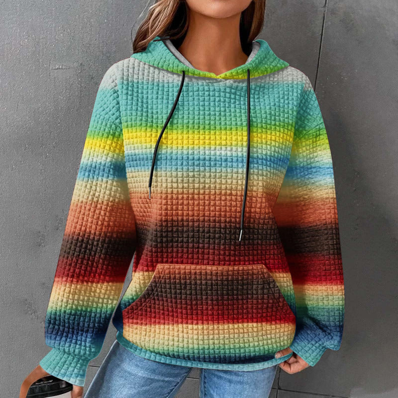 Women’s Fashionable Hooded Sweater in Checkered Design Mune Fashion