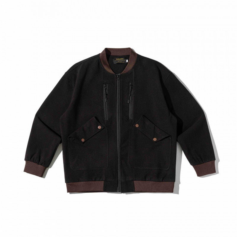 Unisex Oversize-Utilitarian Bomber Jacket with Flap Pockets, Vertical Zippers, and Ribbed Finishes Mune Fashion