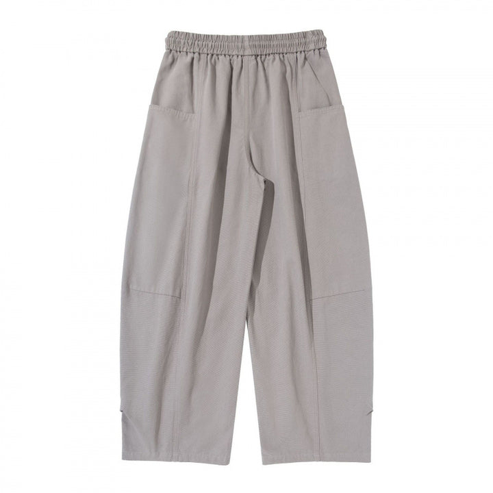 Women's Wide Cropped Pants with Drawstring Waistband, Balloon Silhouette and Patch Pockets Mune Fashion