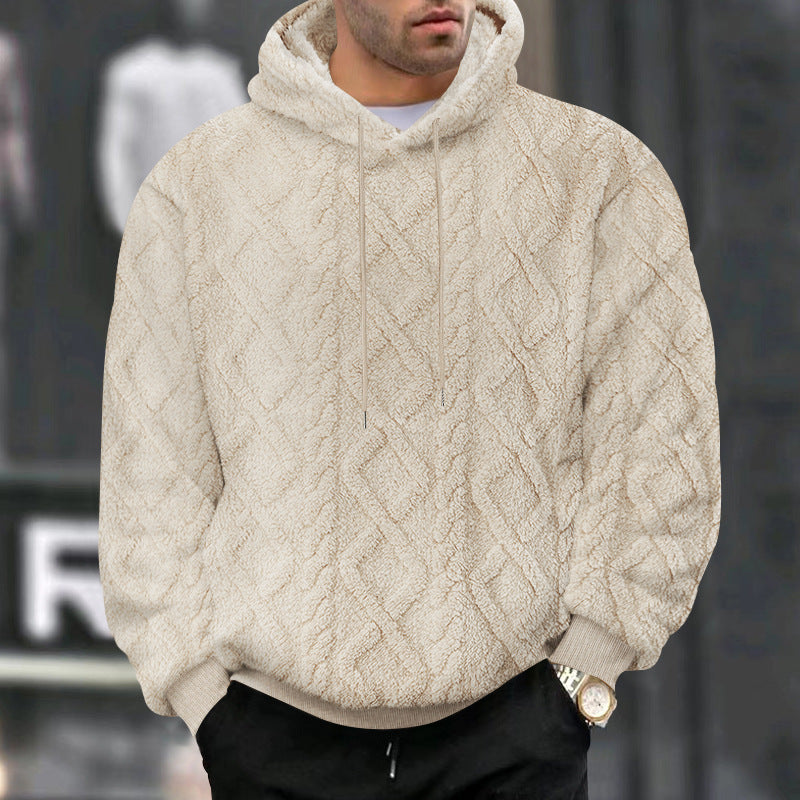 Men's cuddly oversized teddy hoodie with hood and diamond texture Mune Fashion