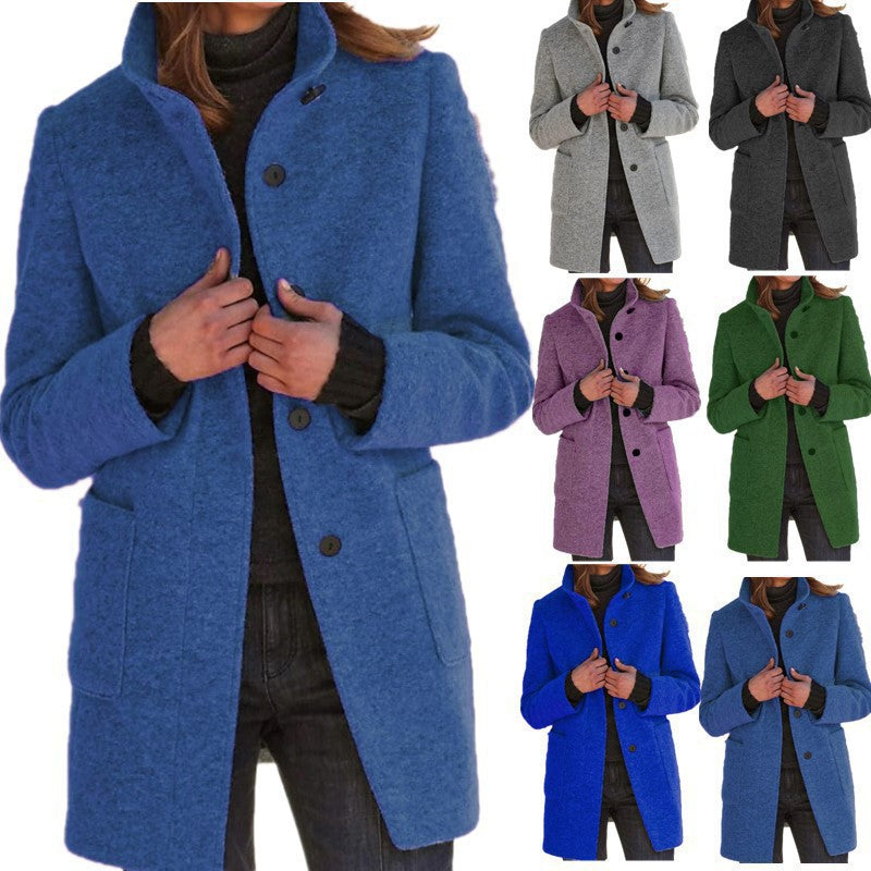 Unisex nan lighter transitional coat with stand-up collar, concealed button placket and patch pockets Mune Fashion