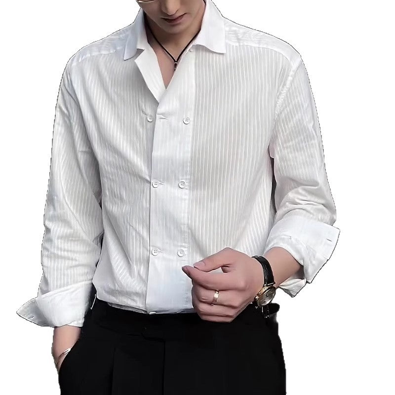 Men's Fashion Short Sleeve Shirt with Textured Collar Mune Fashion