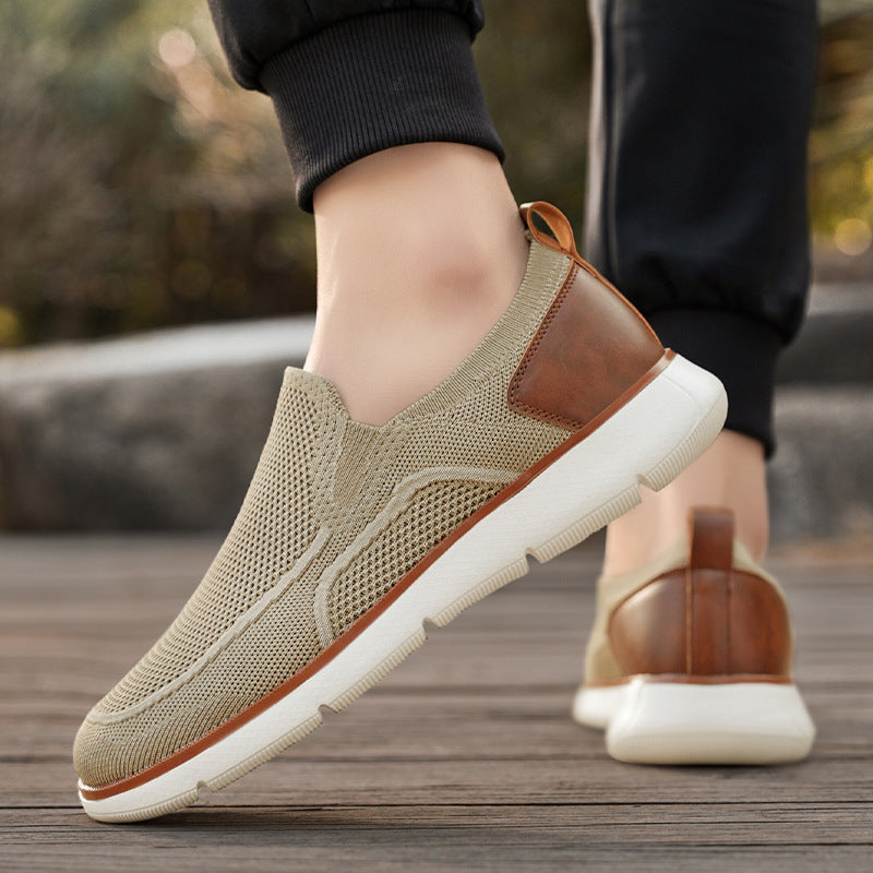 Men's breathable knitted slip-on shoes with elastic entry and shock-absorbing EVA sole Mune Fashion