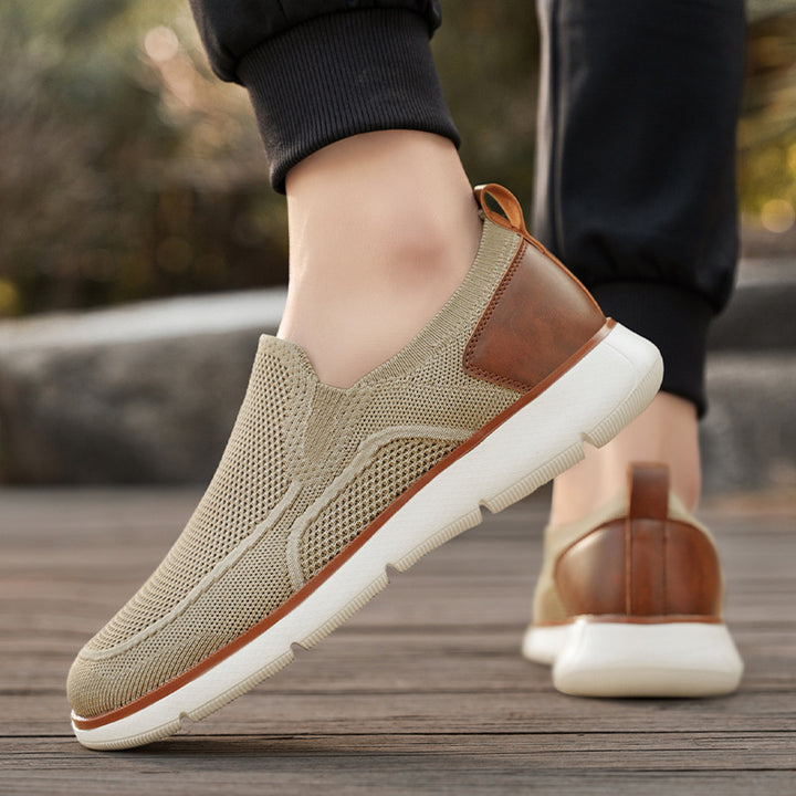 Men's breathable knitted slip-on shoes with elastic entry and shock-absorbing EVA sole Mune Fashion