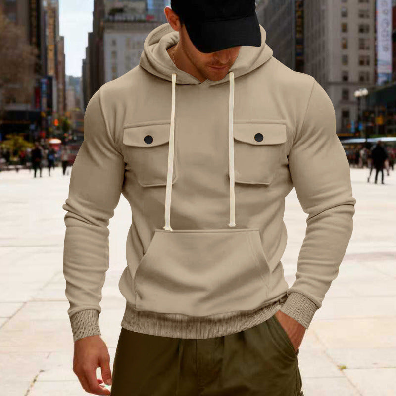 Men's hooded sweatshirt with chest flap pocket, kangaroo pocket & ribbed cuffs Mune Fashion
