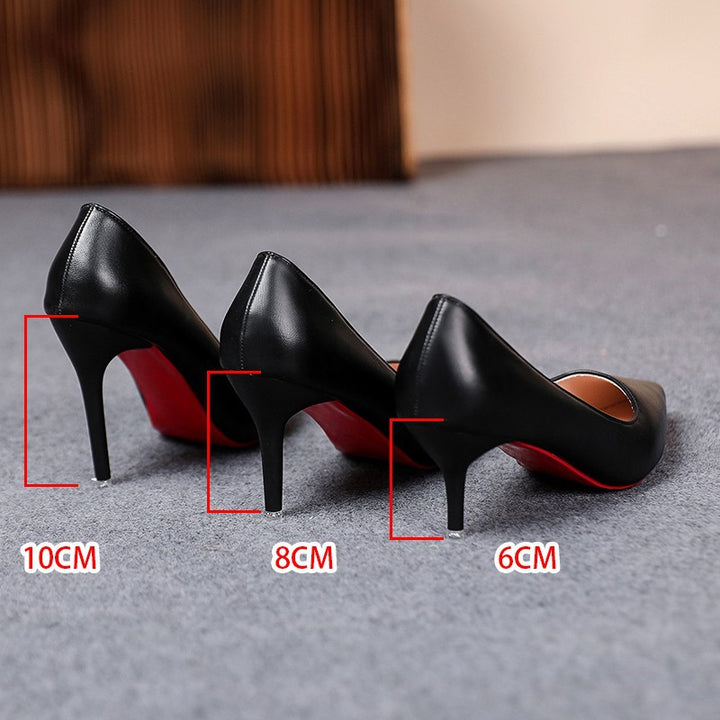 Women’s lace stiletto pumps with red sole and leather look Mune Fashion