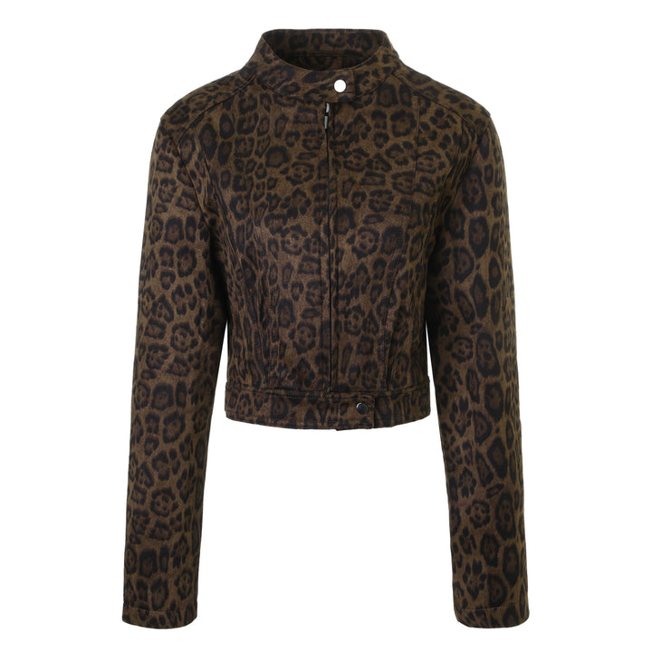Women Short Tailored Suede Look Jacket with Stand-Up Collar Mune Fashion