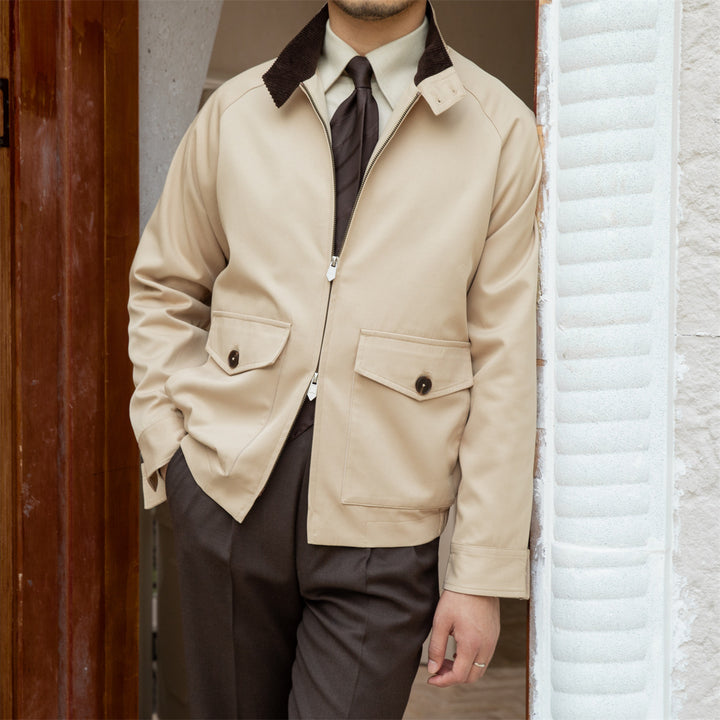 Men's short blouson with cord collar, flap pockets and zipper Mune Fashion