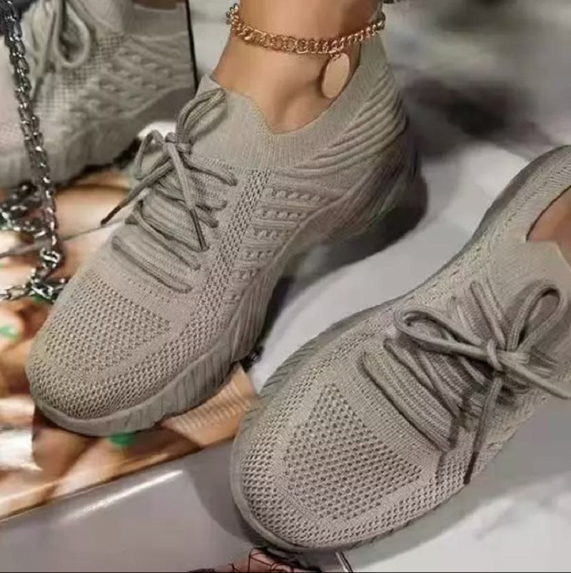 Women's lightweight knitted sneakers with sock-like upper material, cushioned comfort sole, and flexible patterned outsole Mune Fashion