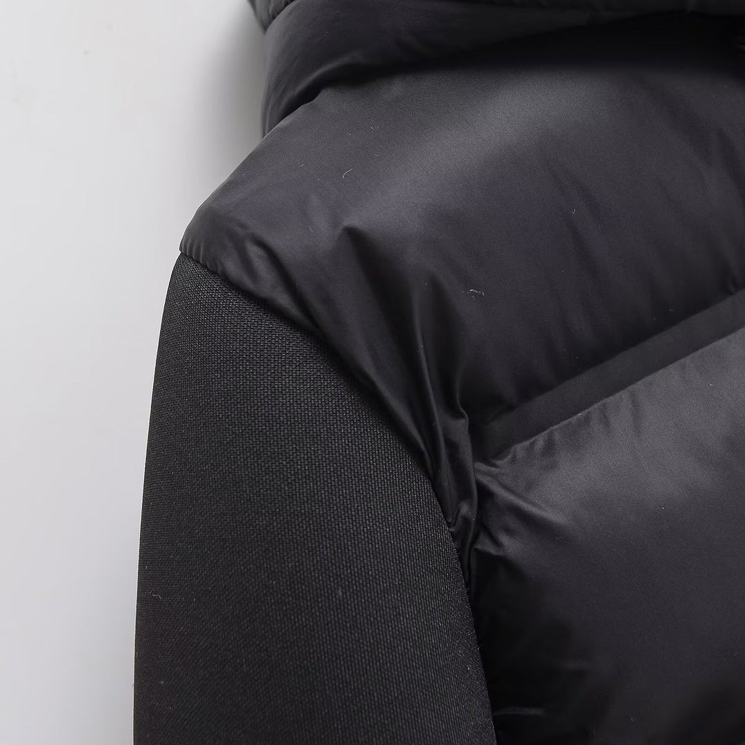 Women's Cropped Quilted Hybrid Padded Jacket with Hood Mune Fashion