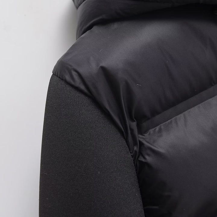 Women's Cropped Quilted Hybrid Padded Jacket with Hood Mune Fashion