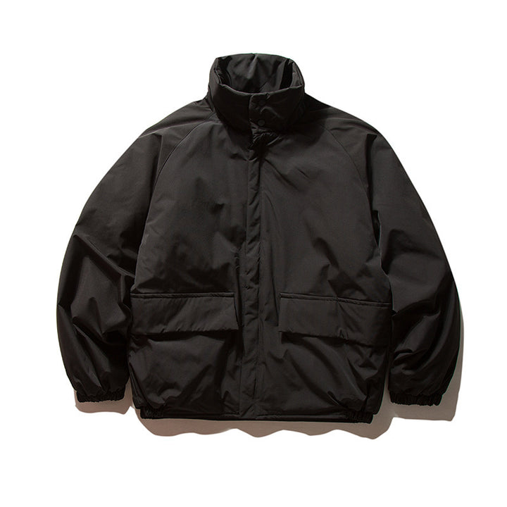 Unisex Boxy Padded Transition Jacket with High Stand-Up Collar, Elastic Cuffs and Flap Pockets Mune Fashion