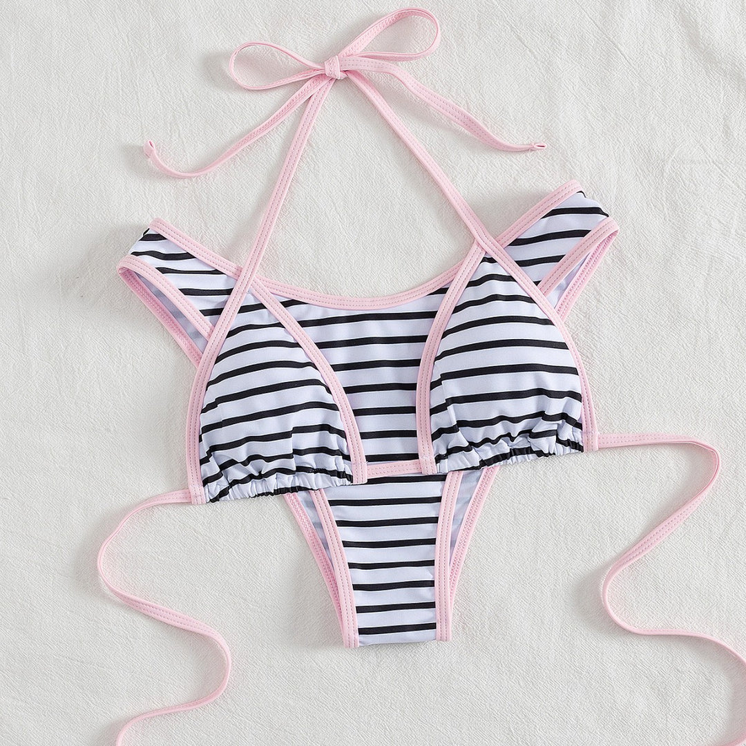 Women's Sporty Bikini Top with High-Quality Stripe Design Mune Fashion