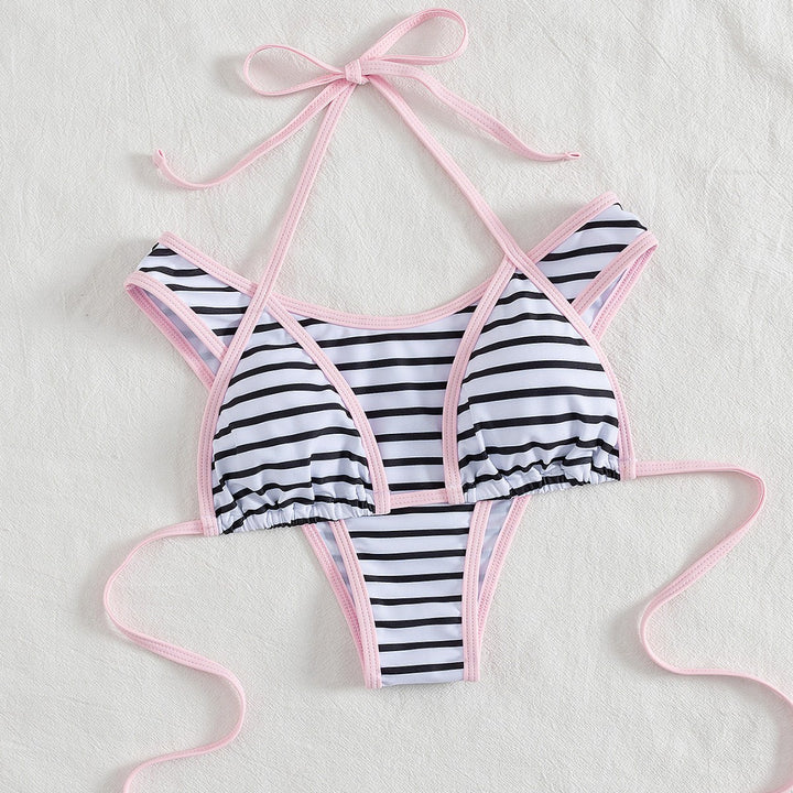 Women's Sporty Bikini Top with High-Quality Stripe Design Mune Fashion