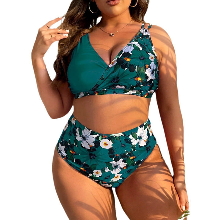 Women High-Cut Floral Bikini Set with Wrap Top Mune Fashion