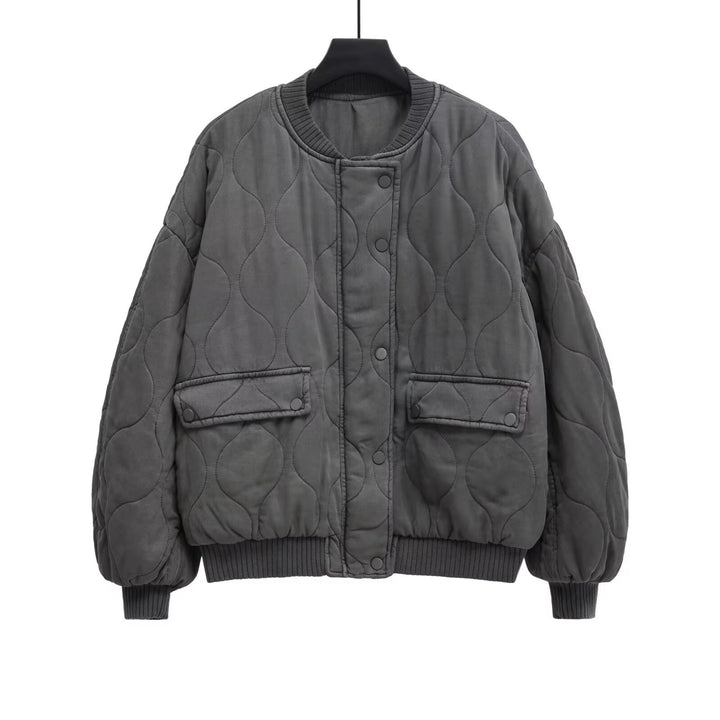 Women's Quilted Bomber Jacket with Organic Quilting and Snap Front Mune Fashion