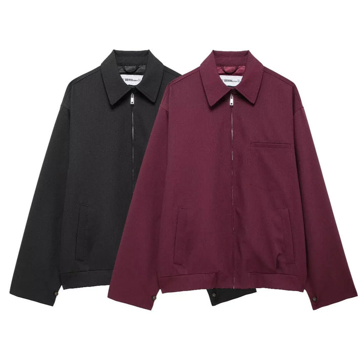 Men's nan minimalist Harrington jacket with full zip, shirt collar, and chest pocket Mune Fashion