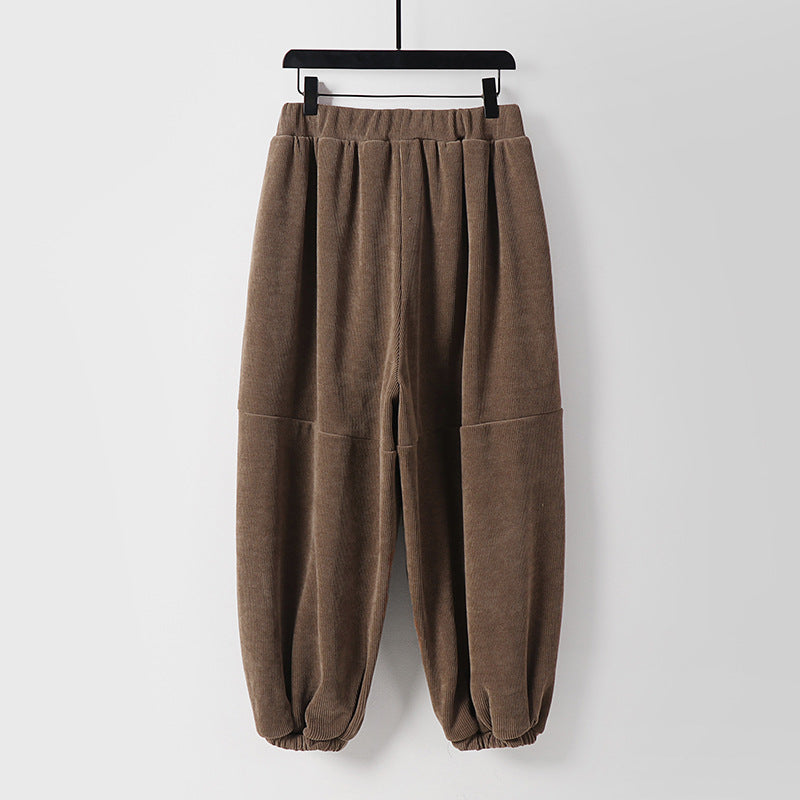 Women loose-fitting harem pants with elastic waistband and tie belt Mune Fashion