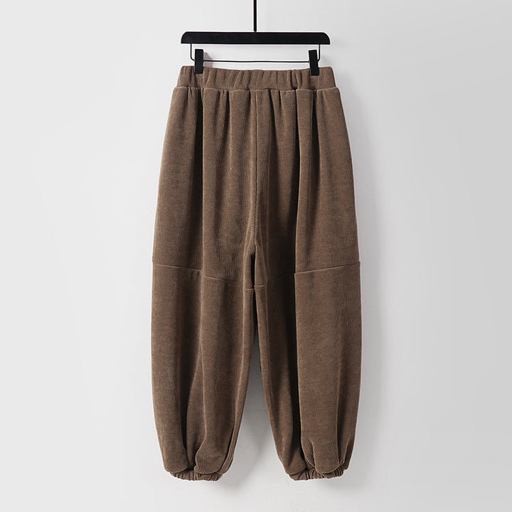 Women loose-fitting harem pants with elastic waistband and tie belt Mune Fashion