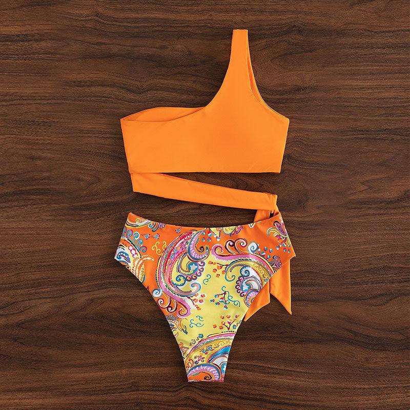 Women's two-piece swimsuit with asymmetric design and trendy tie band Mune Fashion