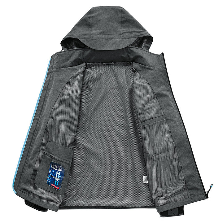 Men's Weather-Resistant Softshell Outdoor Jacket with Hood, High Collar, and Welded Seams Mune Fashion