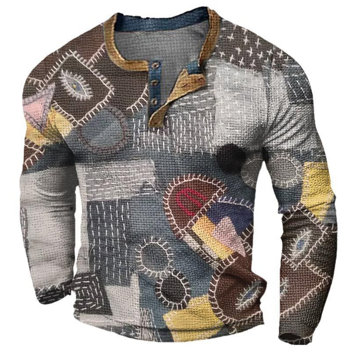 Men's Fashion Long Sleeve Shirt with Ethno Pattern Mune Fashion
