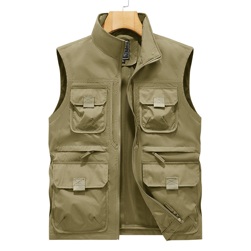 Men's photographer and outdoor utility vest with many multifunctional pockets and continuous zipper Mune Fashion
