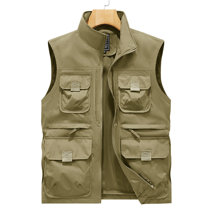 Men's photographer and outdoor utility vest with many multifunctional pockets and continuous zipper Mune Fashion