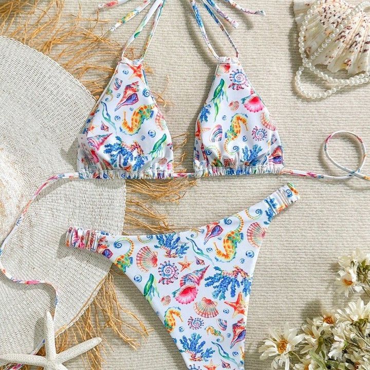 Women's bikini set with colorful underwater motif and adjustable straps Mune Fashion