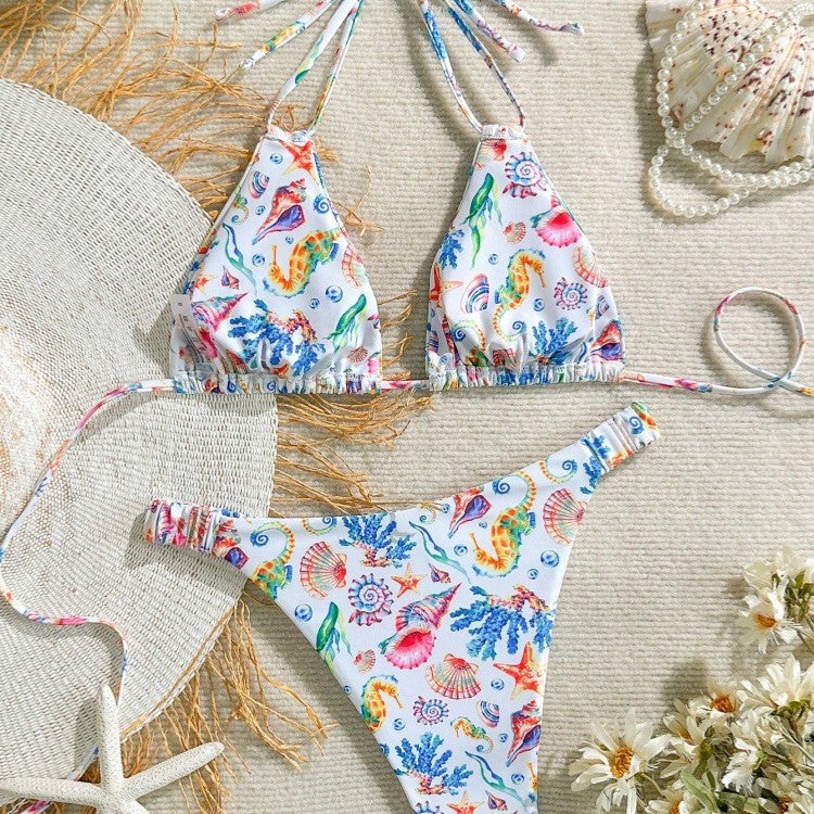 Women's bikini set with colorful underwater motif and adjustable straps Mune Fashion