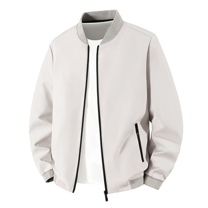 Men's Lightweight Minimalistic Bomber Jacket with Stand-up Collar, Water-repellent Outer Shell and Zipper Pockets Mune Fashion