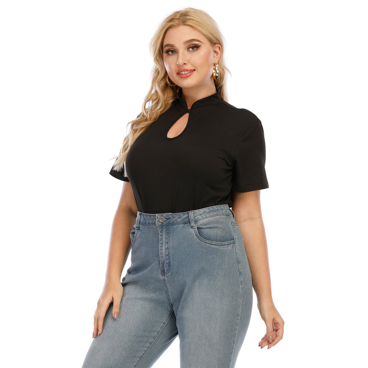 Women's stylish top with stand collar and slit Mune Fashion