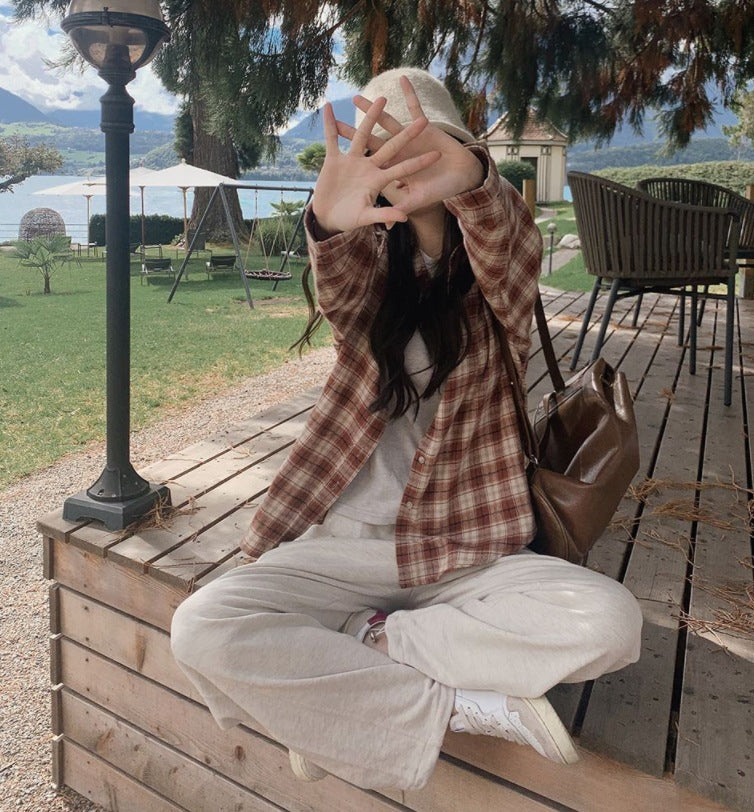 Women's Relaxed Check Flannel Shirt with Soft Feel, Boxy Fit and Button Placket Mune Fashion